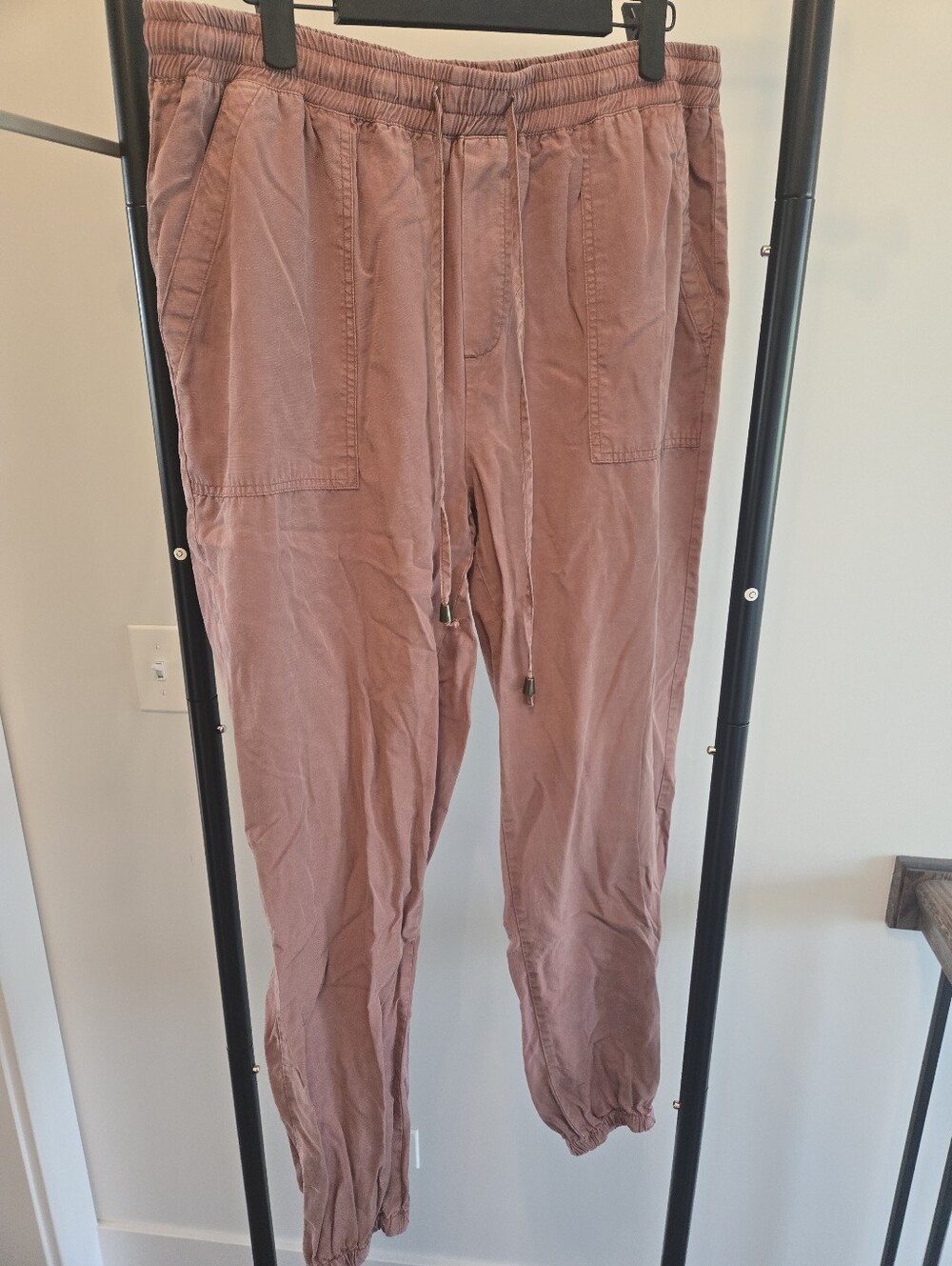 Thread & Supply Mauve Rust Linen Blend Cargo Jogger Pants – Women Size L